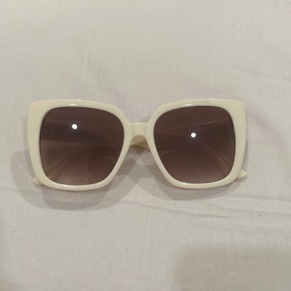 Oversized Square Women's Sunglasses - Cream Frame, Brown Lenses